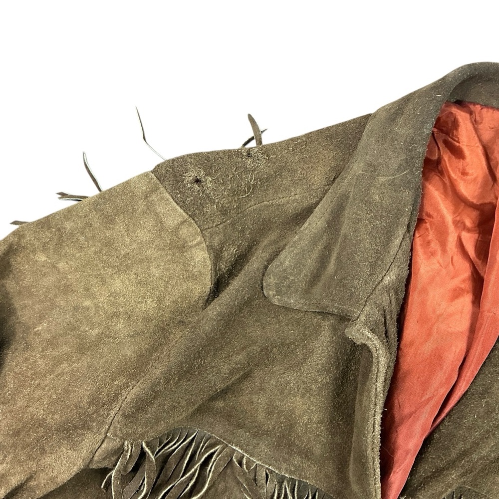 Vintage 1960/70s brown suede fringe jacket fully lined S/M - Picture 5 of 6
